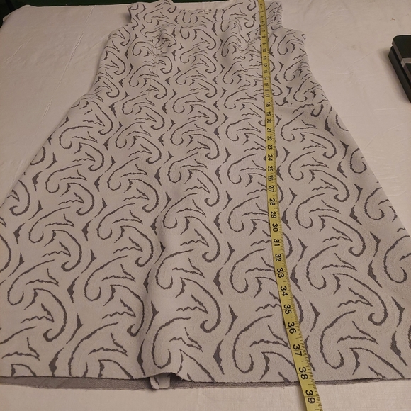 Sears Vintage 60s Mod White Grey Abstract Pattern Midi Sleeveless Dress Size L - Picture 7 of 14